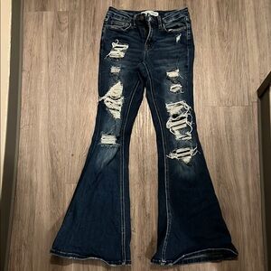 Distressed bell bottom Jeans - Blue